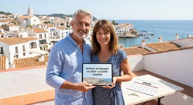 Investissement immobilier Espagne 2026 : Comparaison entre appartement vue mer Costa del Sol et architecture urbaine Valence.