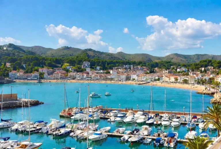 Vue de la baie et de la marina de Rosas pour l'annuaire des professionnels francophones de l'immobilier et du droit.